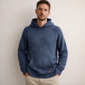 Vintage GAP RED Heavy Knit Hoodie Blue Cotton Pullover Y2K Size XL